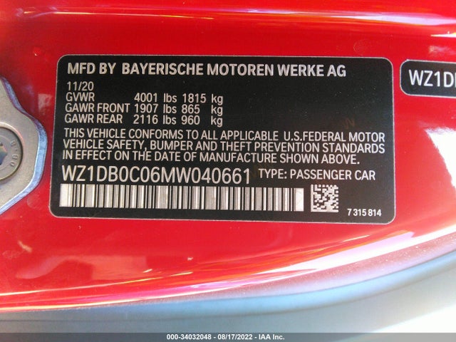 2021 Toyota Supra, VIN: WZ1DB0C06MW040661