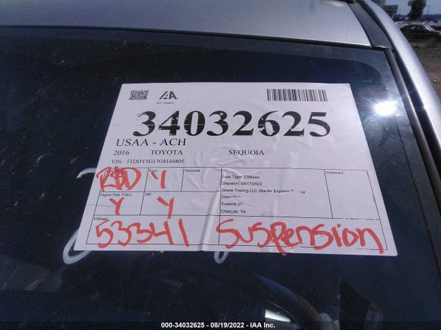 2016 Toyota Sequoia, VIN: 5TDDY5G17GS144805