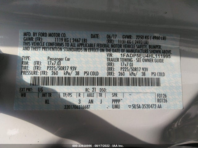 2017 Ford C-Max, VIN: 1FADP5EU4HL111995