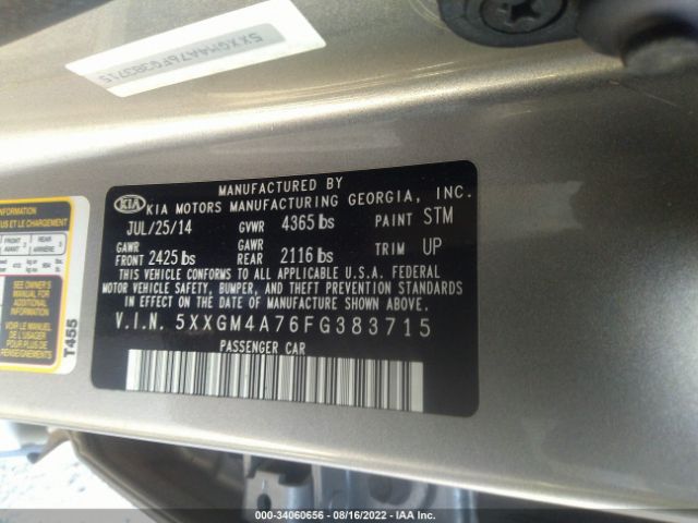 5XXGM4A76FG383715 KIA Optima Lx