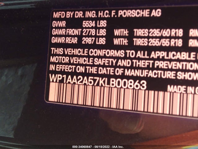 2019 Porsche Macan, VIN: WP1AA2A57KLB00863