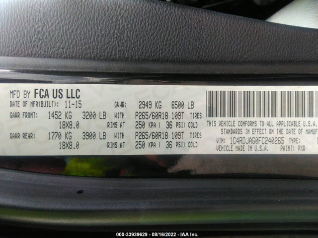 Dodge Durango Sxt 2015 1C4RDJAG0FC240265 Image 9