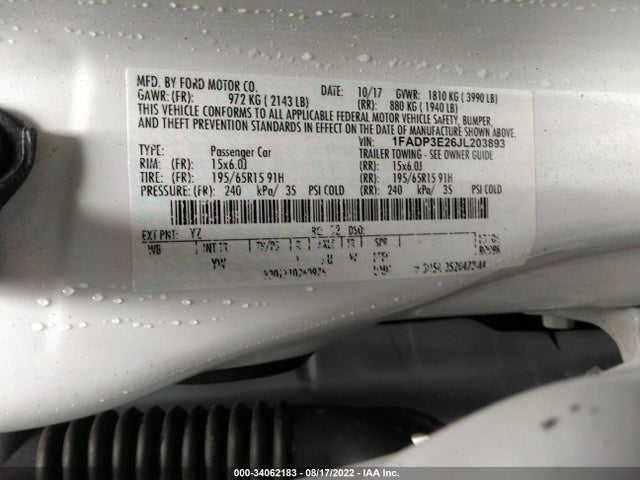 Ford FOCUS S 2018 1FADP3E26JL203893 Image 9