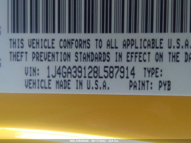2008 JEEP WRANGLER UNLIMITED X VIN: 1J4GA39128L587914