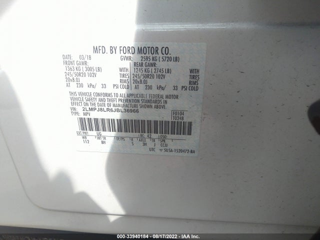 2018 Lincoln MKX, VIN: 2LMPJ8LR6JBL36966