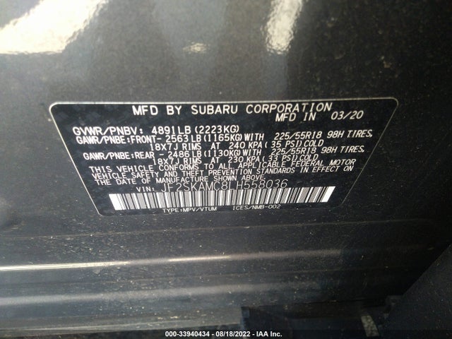 2020 Subaru Forester, VIN: JF2SKAMC8LH558036