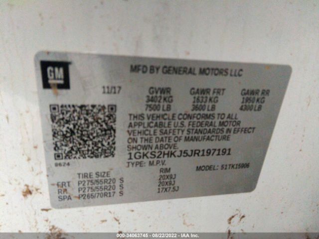 1GKS2HKJ5JR197191 GMC YUKON XL DENALI