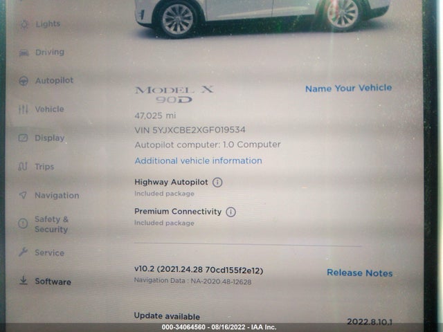 2016 Tesla Model X, VIN: 5YJXCBE2XGF019534