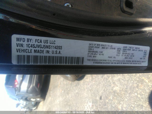 2022 Jeep Grand Wagoneer, VIN: 1C4SJVGJ5NS114203