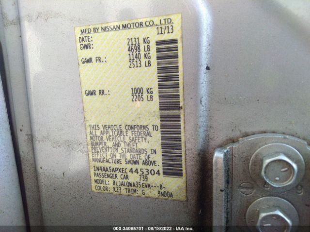 1N4AA5APXEC445304 Nissan Maxima 3.5 S