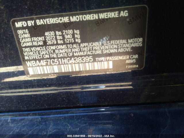 2017 BMW 4 Series, VIN: WBA4F7C51HG438395