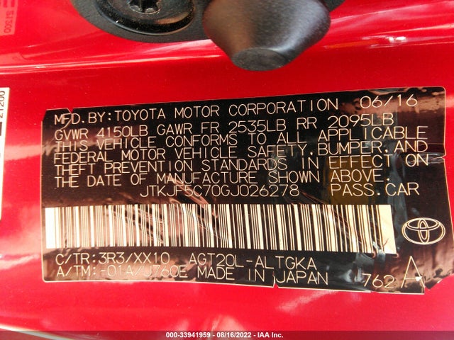 2016 Scion TC, VIN: JTKJF5C70GJ026278