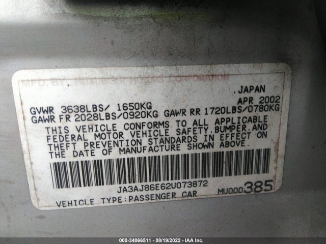 JA3AJ86E62U073872 Mitsubishi Lancer Oz-rally
