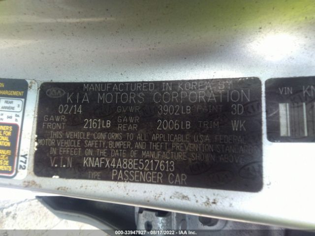 KNAFX4A88E5217613 KIA FORTE EX