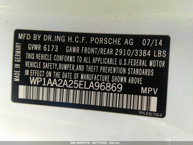 2014 Porsche Cayenne, VIN: WP1AA2A25ELA96869