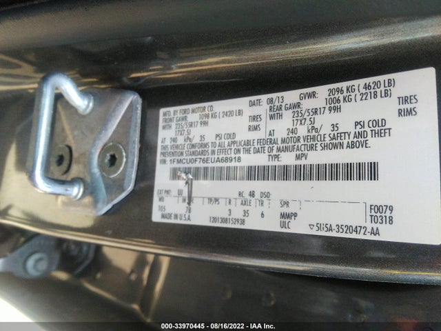 2014 FORD ESCAPE S VIN: 1FMCU0F76EUA68918