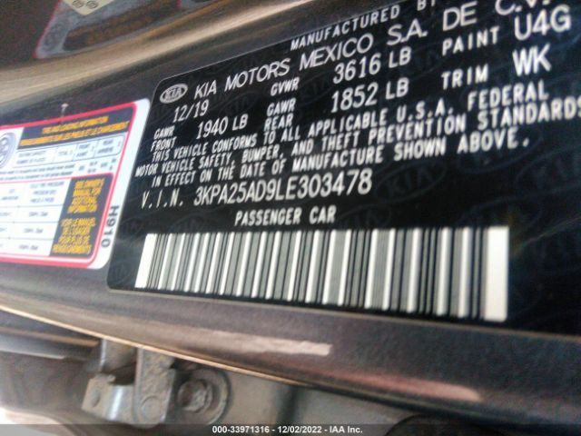 3KPA25AD9LE303478 KIA Rio 5-door S