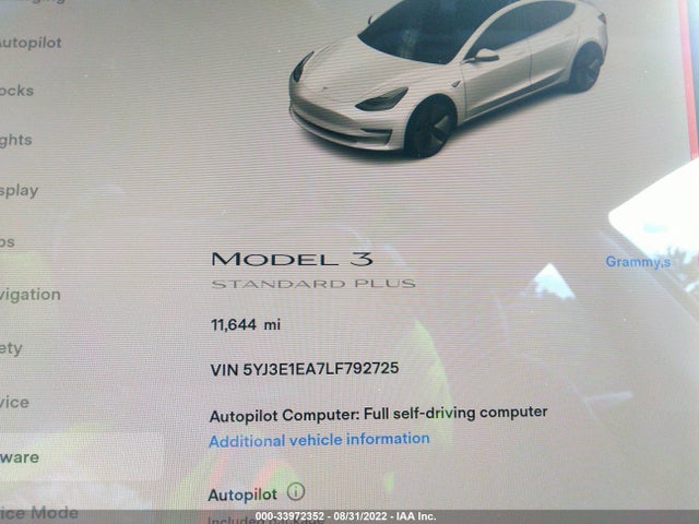 Tesla Model 3 Standard Range 2020 5YJ3E1EA7LF792725 Image 7