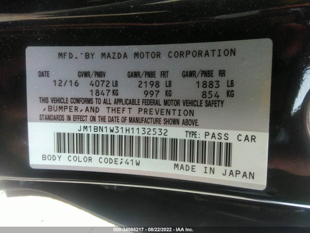 2017 Mazda 3, VIN: JM1BN1W31H1132532