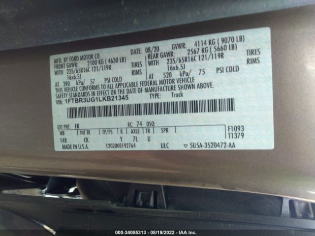 1FTBR3UG1LKB21345 Ford TRANSIT CARGO VAN