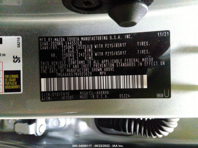 7MUAAABG1NV003629 Toyota Corolla Cross L