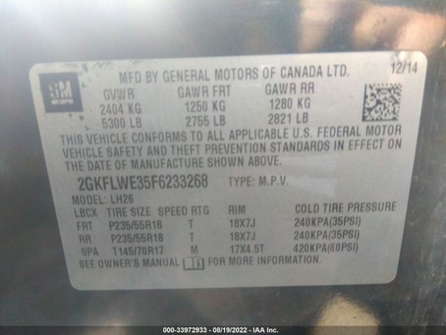 2GKFLWE35F6233268 GMC Terrain Sle