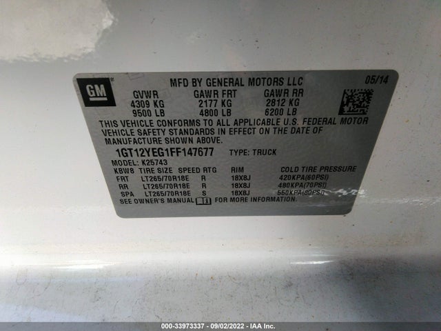 GMC SIERRA 2500HD 2015 1GT12YEG1FF147677 Image 10