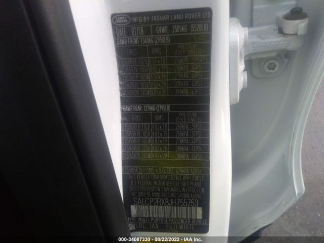 SALCP2RX8JH755753 Land Rover DISCOVERY SPORT