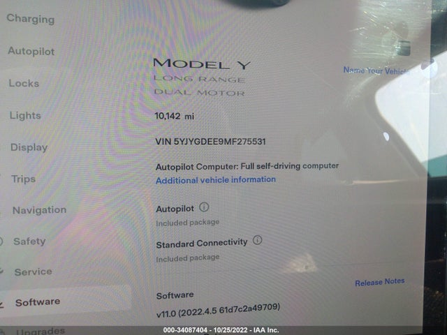 2021 Tesla Model Y, VIN: 5YJYGDEE9MF275531
