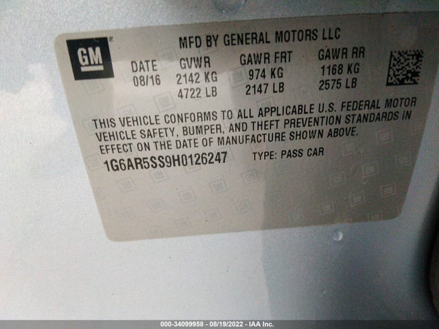 2017 Cadillac CTS, VIN: 1G6AR5SS9H0126247