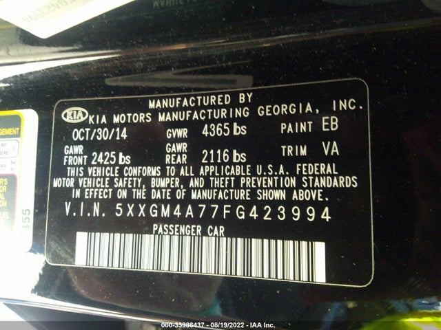 KIA Optima Lx 2015 5XXGM4A77FG423994 Image 9