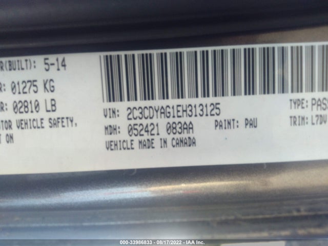 Dodge Challenger Sxt 2014 2C3CDYAG1EH313125 Image 9
