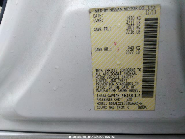 1N4AL3AP9EN260812 Nissan Altima 2.5 Sl
