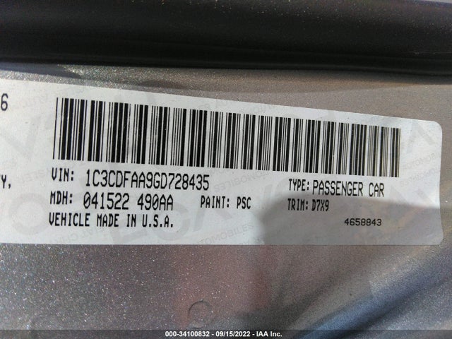 Dodge DART SE 2016 1C3CDFAA9GD728435 Image 9