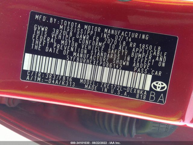5YFBURHEXEP086142 Toyota COROLLA LE