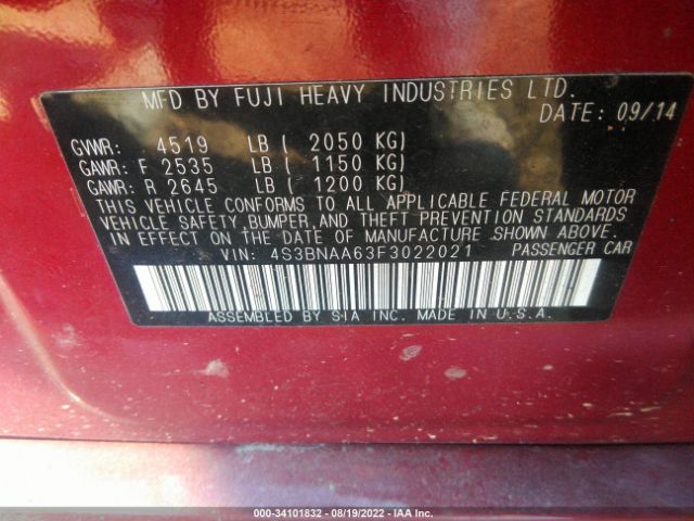 4S3BNAA63F3022021 Subaru Legacy 2.5i