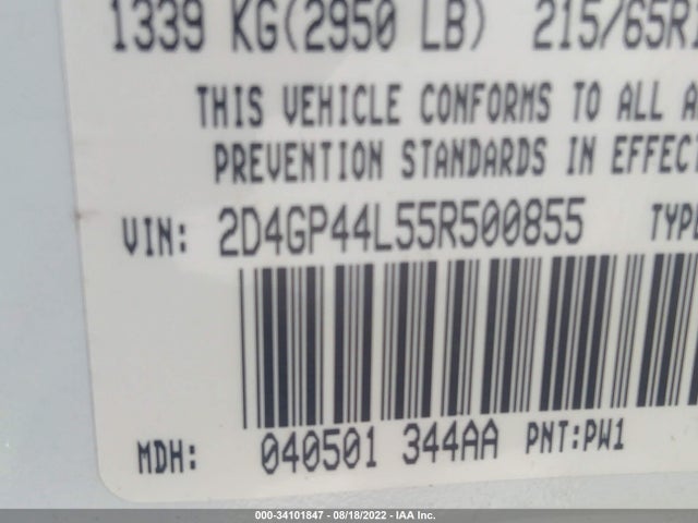 Dodge Grand Caravan 2005 2D4GP44L55R500855 Image 10
