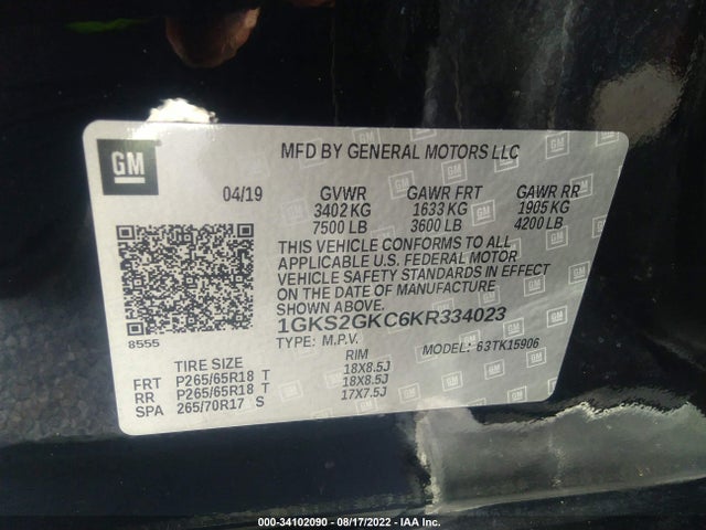 2019 GMC Yukon XL, VIN: 1GKS2GKC6KR334023