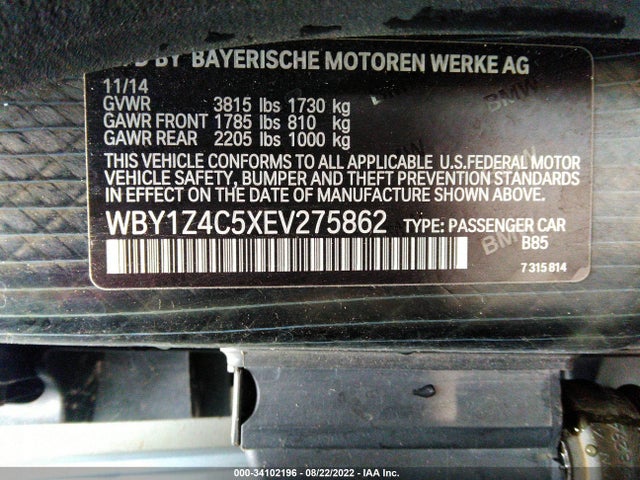 BMW I3 2014 WBY1Z4C5XEV275862 Image 9