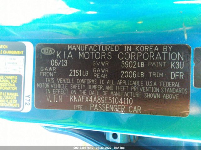 KNAFX4A89E5104110 KIA FORTE EX