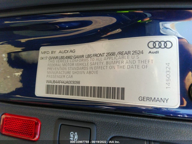 2018 Audi S4, VIN: WAUB4AF44JA003098