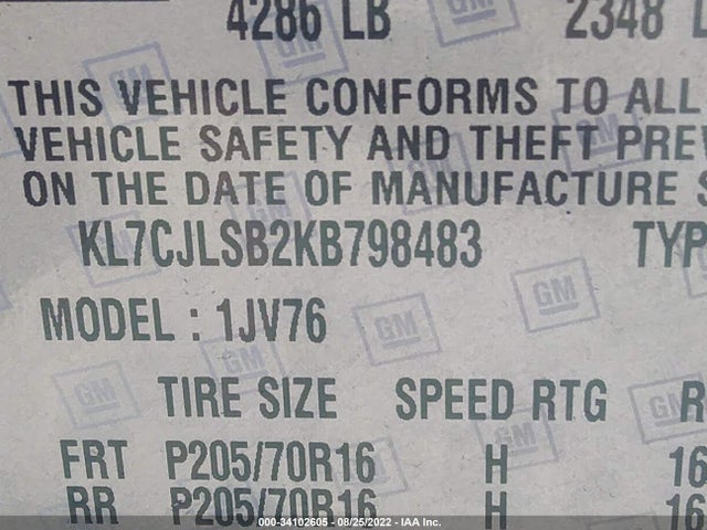 2019 Chevrolet Trax, VIN: KL7CJLSB2KB798483