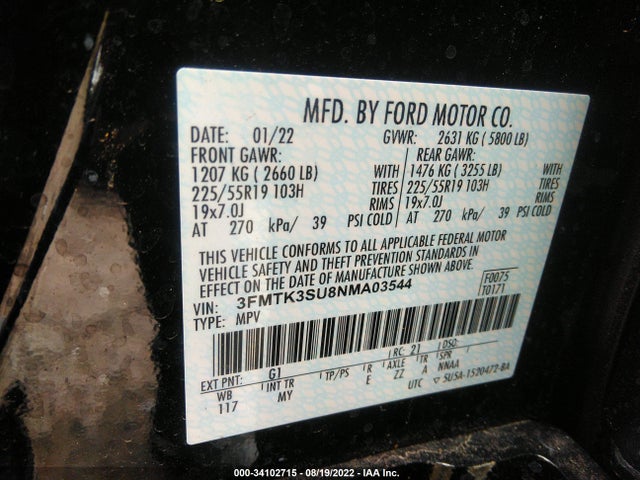 2022 Ford Mustang, VIN: 3FMTK3SU8NMA03544