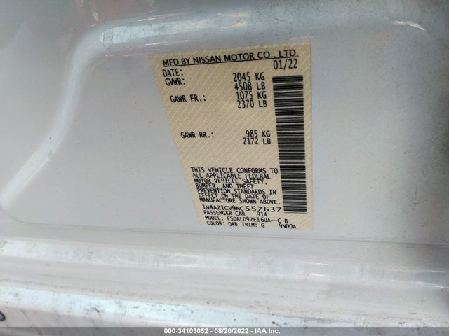 2022 Nissan Leaf, VIN: 1N4AZ1CV9NC557637