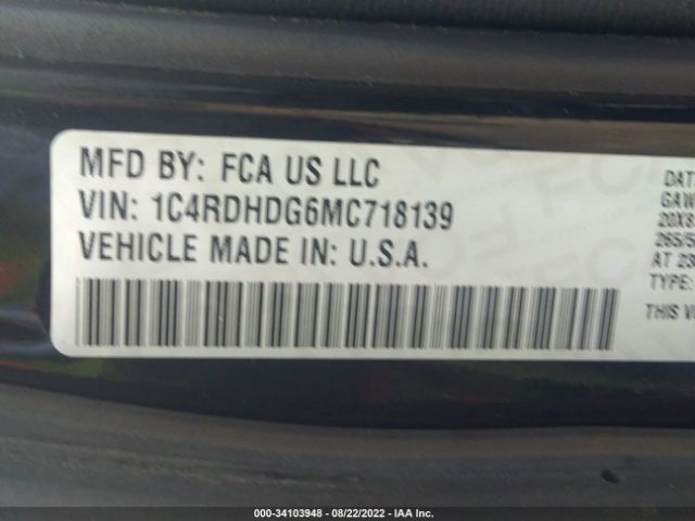 1C4RDHDG6MC718139 Dodge DURANGO GT
