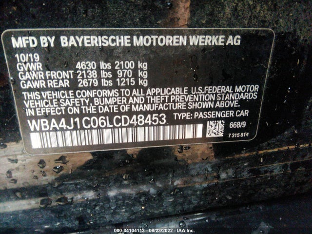 2020 BMW 4 Series, VIN: WBA4J1C06LCD48453