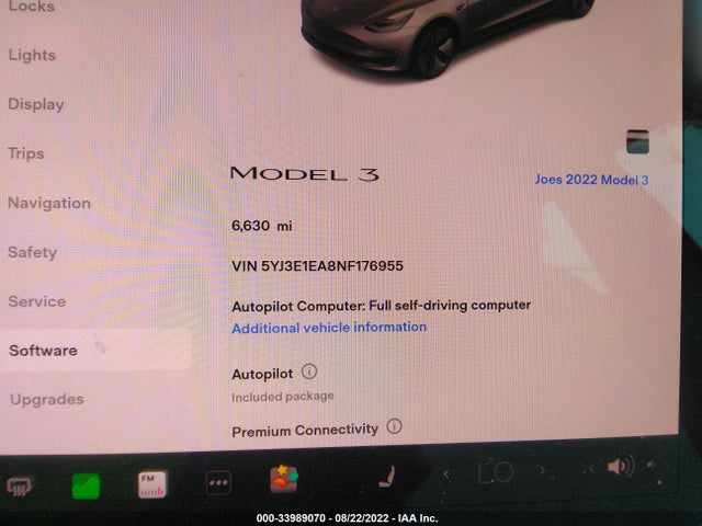 Tesla MODEL 3 2022 5YJ3E1EA8NF176955 Image 8