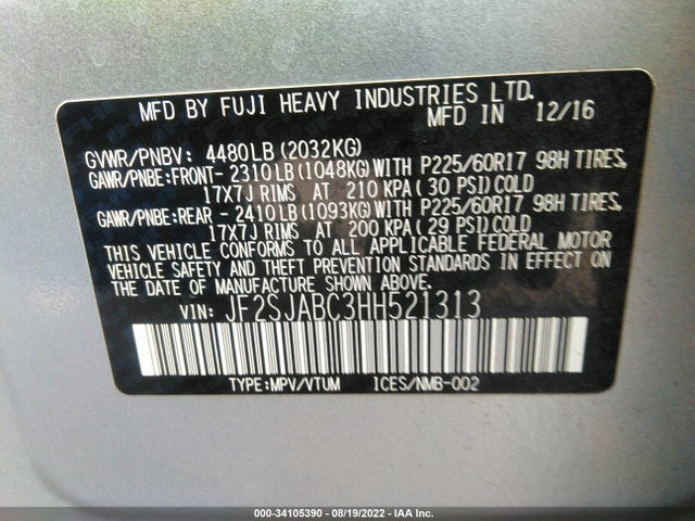 Subaru Forester 2017 JF2SJABC3HH521313 Image 10