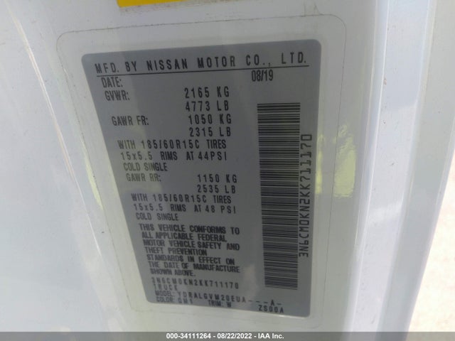 2019 Nissan NV 200, VIN: 3N6CM0KN2KK711170