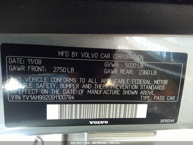 Volvo S80 I6 Turbo 2009 YV1AH992091100784 Image 10